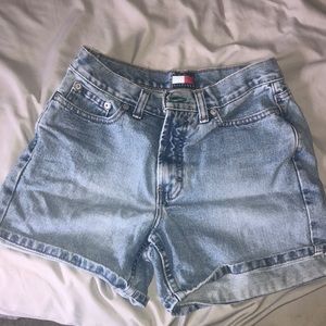 High waisted jean shorts